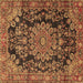 Square Medallion Brown Traditional Rug, tr2785brn