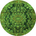 Square Medallion Green Traditional Rug, tr2785grn