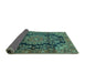 Sideview of Medallion Turquoise Traditional Rug, tr2785turq