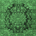 Square Medallion Emerald Green Traditional Rug, tr2785emgrn