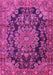 Machine Washable Medallion Pink Traditional Rug, wshtr2785pnk