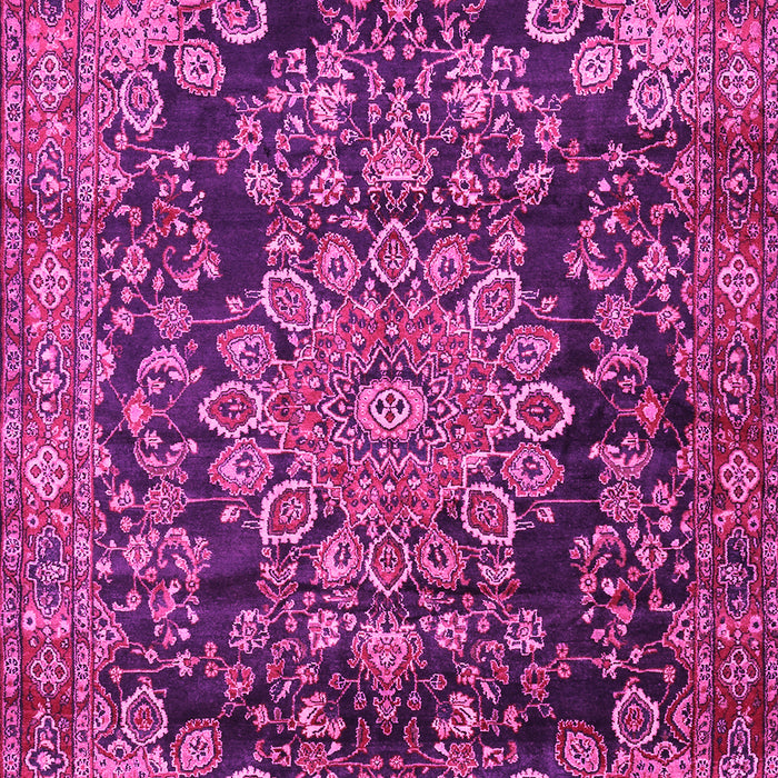 Machine Washable Medallion Pink Traditional Rug, wshtr2785pnk