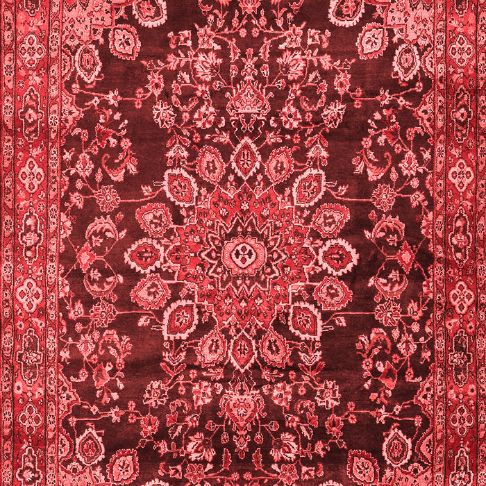 Machine Washable Medallion Red Traditional Rug, wshtr2785red