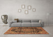 Machine Washable Medallion Brown Traditional Rug in a Living Room,, wshtr2785brn