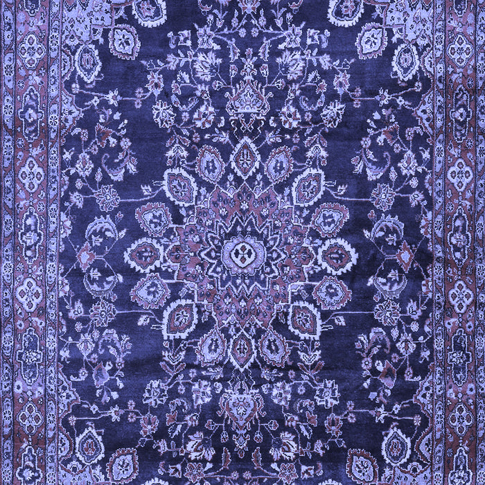 Machine Washable Medallion Blue Traditional Rug, wshtr2785blu