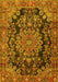 Machine Washable Medallion Yellow Traditional Rug, wshtr2785yw