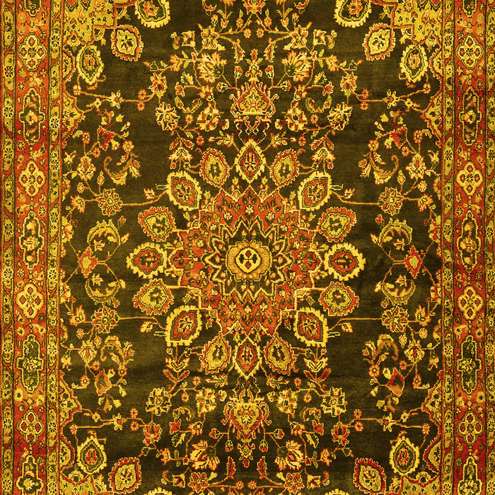 Machine Washable Medallion Yellow Traditional Rug, wshtr2785yw