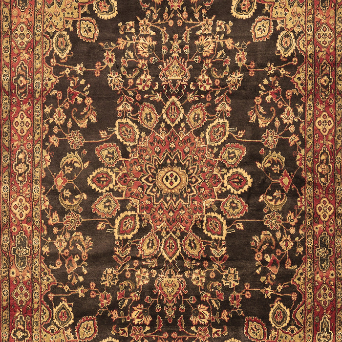 Machine Washable Medallion Brown Traditional Rug, wshtr2785brn