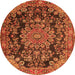 Square Medallion Orange Traditional Rug, tr2785org