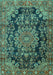 Machine Washable Medallion Turquoise Traditional Area Rugs, wshtr2785turq