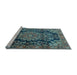 Sideview of Machine Washable Medallion Light Blue Traditional Rug, wshtr2785lblu