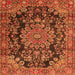 Round Machine Washable Medallion Orange Traditional Area Rugs, wshtr2785org