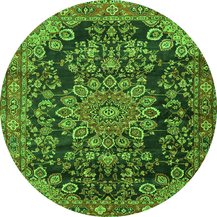 Machine Washable Medallion Green Traditional Area Rugs, wshtr2785grn