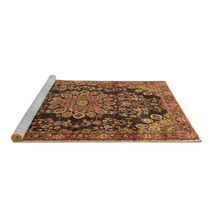 Sideview of Machine Washable Medallion Brown Traditional Rug, wshtr2785brn