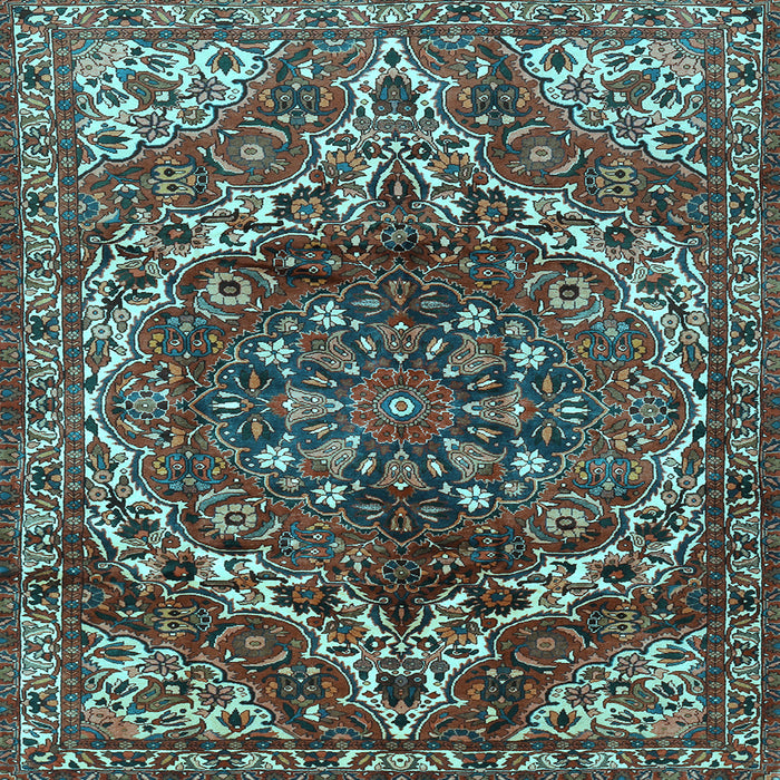 Square Machine Washable Persian Light Blue Traditional Rug, wshtr2786lblu
