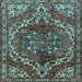 Square Machine Washable Persian Light Blue Traditional Rug, wshtr2786lblu