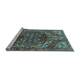 Sideview of Machine Washable Persian Light Blue Traditional Rug, wshtr2786lblu