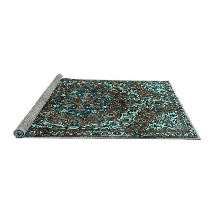 Sideview of Machine Washable Persian Light Blue Traditional Rug, wshtr2786lblu