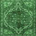 Square Machine Washable Persian Emerald Green Traditional Area Rugs, wshtr2786emgrn