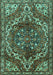 Machine Washable Persian Turquoise Traditional Area Rugs, wshtr2786turq