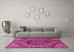 Machine Washable Persian Pink Traditional Rug in a Living Room, wshtr2786pnk