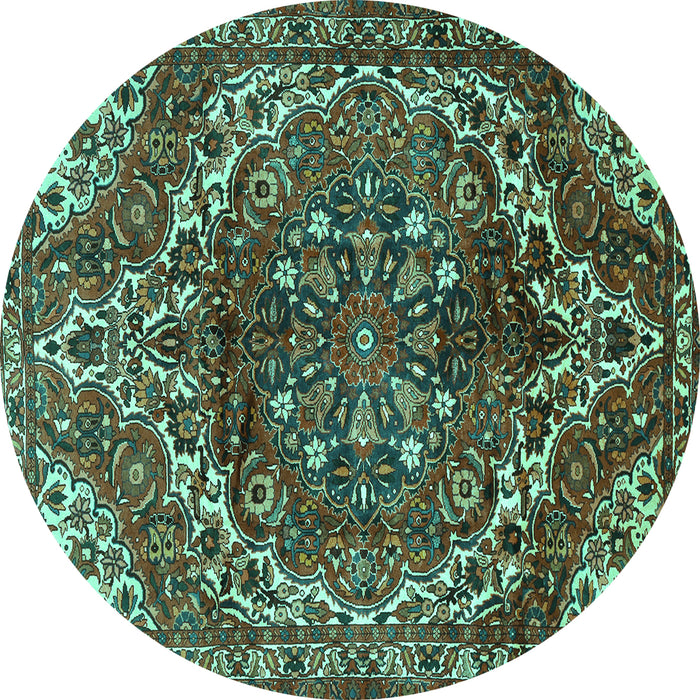 Round Persian Turquoise Traditional Rug, tr2786turq