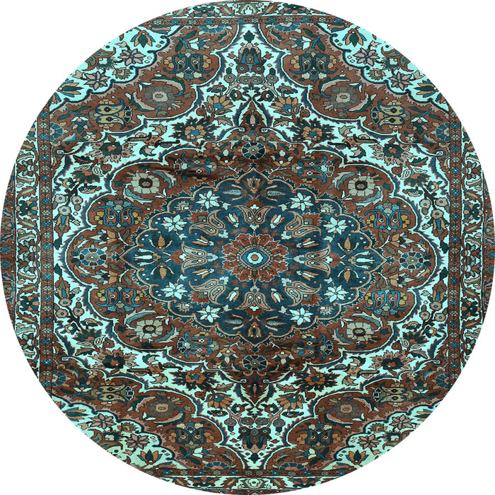 Round Machine Washable Persian Light Blue Traditional Rug, wshtr2786lblu