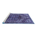 Sideview of Machine Washable Persian Blue Traditional Rug, wshtr2786blu