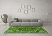 Machine Washable Persian Green Traditional Area Rugs in a Living Room,, wshtr2786grn