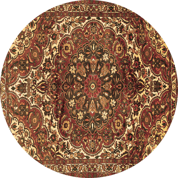 Round Persian Brown Traditional Rug, tr2786brn