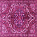 Square Machine Washable Persian Pink Traditional Rug, wshtr2786pnk