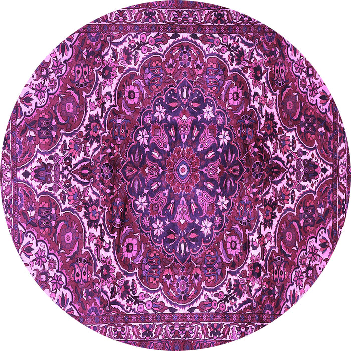 Round Machine Washable Persian Purple Traditional Area Rugs, wshtr2786pur