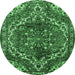 Round Persian Emerald Green Traditional Rug, tr2786emgrn