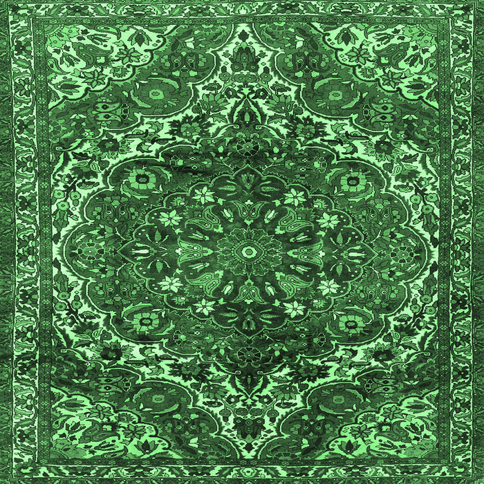 Square Persian Emerald Green Traditional Rug, tr2786emgrn