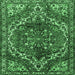 Square Persian Emerald Green Traditional Rug, tr2786emgrn