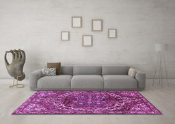 Machine Washable Persian Purple Traditional Area Rugs in a Living Room, wshtr2786pur
