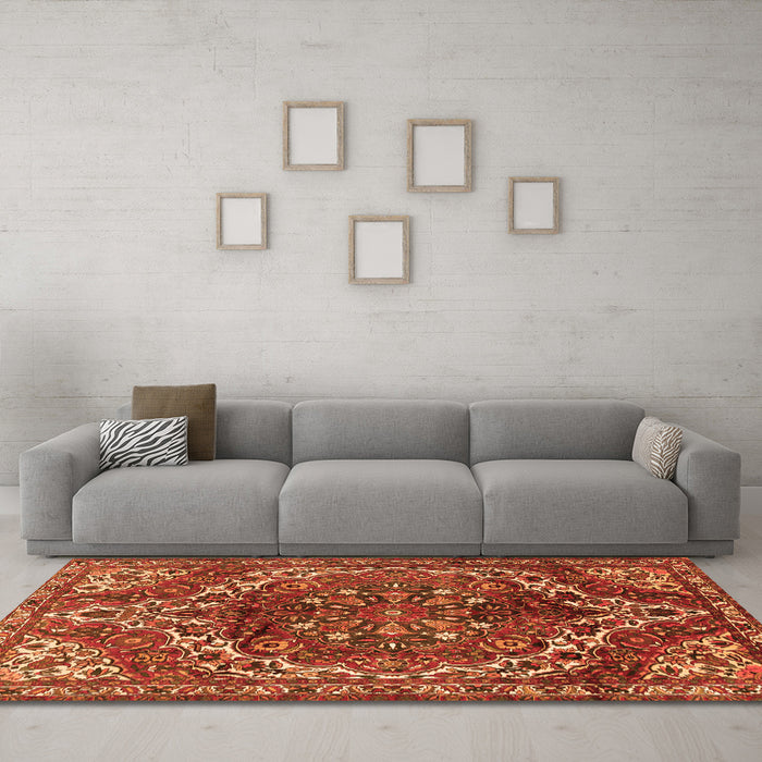Machine Washable Persian Orange Traditional Area Rugs in a Living Room, wshtr2786org