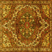 Square Machine Washable Persian Yellow Traditional Rug, wshtr2786yw