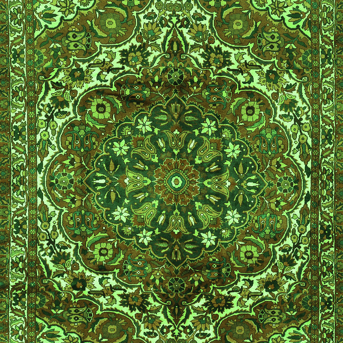 Serging Thickness of Machine Washable Persian Green Traditional Area Rugs, wshtr2786grn