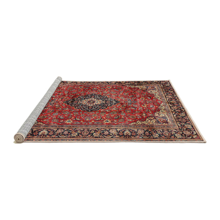 Sideview of Machine Washable Traditional Saffron Red Rug, wshtr2787