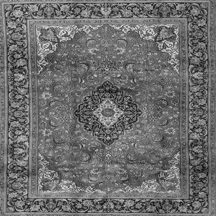 Round Machine Washable Medallion Gray Traditional Rug, wshtr2787gry