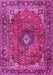 Machine Washable Medallion Pink Traditional Rug, wshtr2787pnk