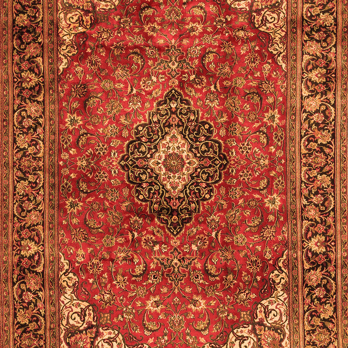 Serging Thickness of Machine Washable Medallion Orange Traditional Area Rugs, wshtr2787org