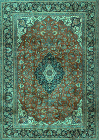 Medallion Turquoise Traditional Rug, tr2787turq