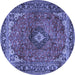 Round Medallion Blue Traditional Rug, tr2787blu