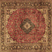 Square Machine Washable Medallion Brown Traditional Rug, wshtr2787brn