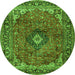 Machine Washable Medallion Green Traditional Area Rugs, wshtr2787grn