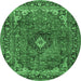 Round Medallion Emerald Green Traditional Rug, tr2787emgrn