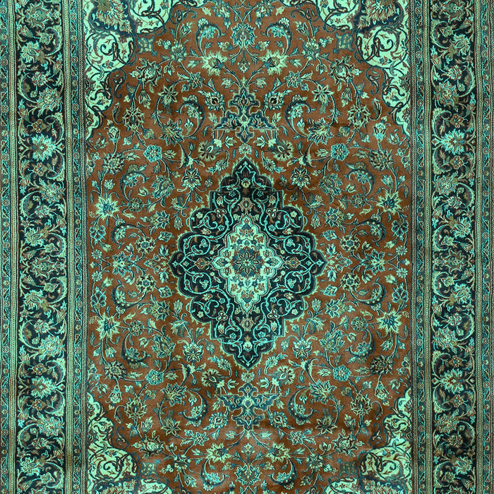 Machine Washable Medallion Turquoise Traditional Area Rugs, wshtr2787turq