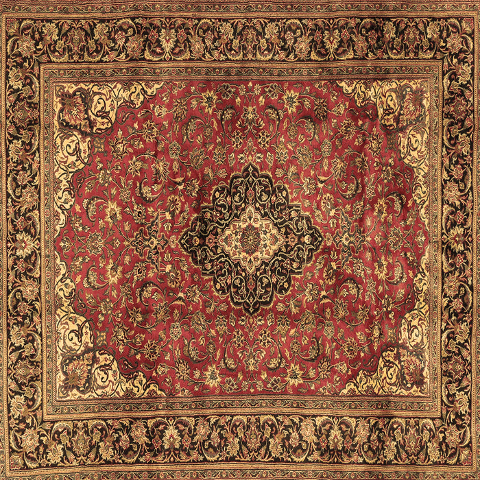 Square Medallion Brown Traditional Rug, tr2787brn